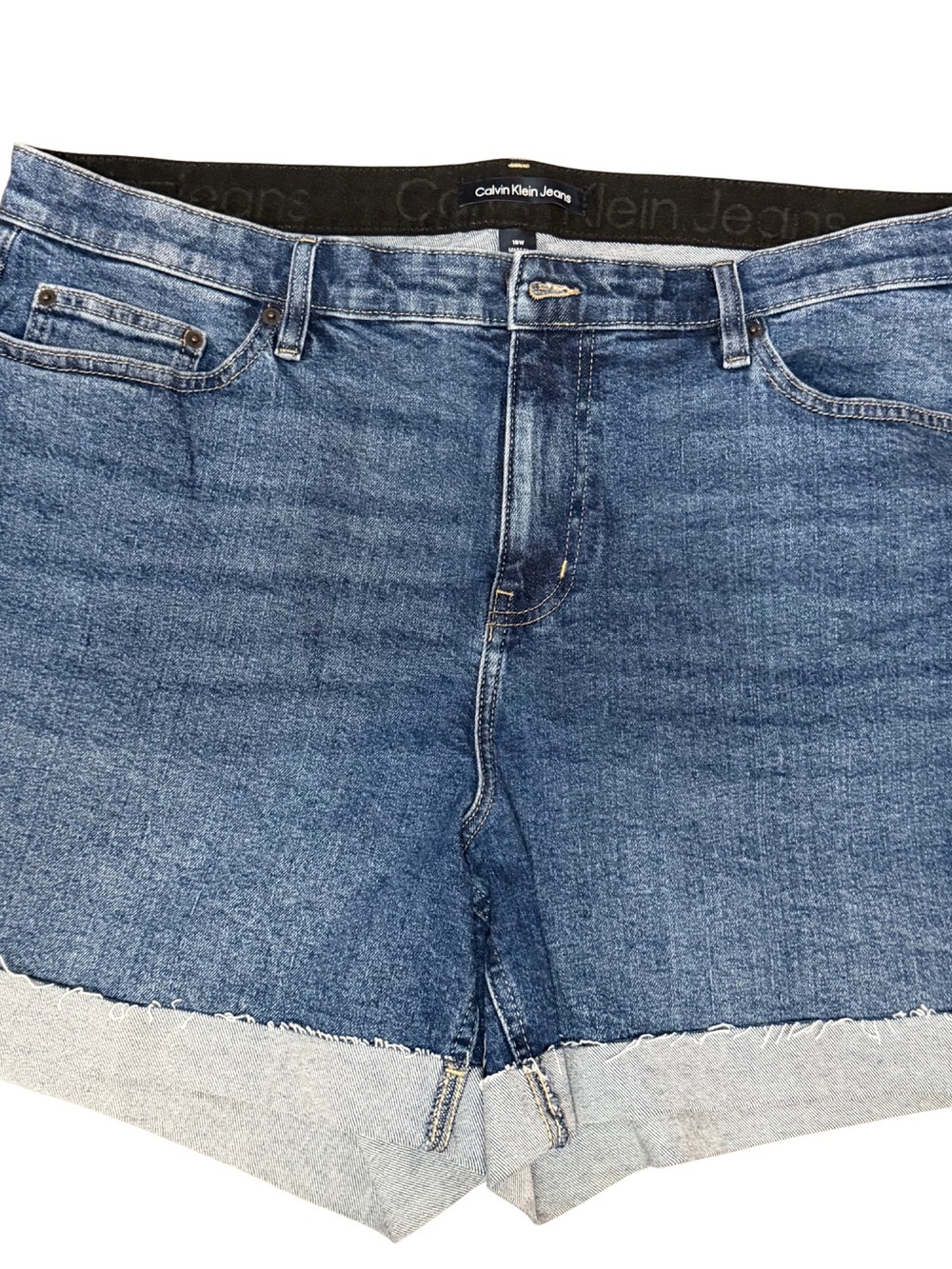 Calvin Klein Jeans Women's Blue Denim Rolled-Hem Shorts